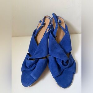 Banana Republic Women's Suede Open Toe Heels, Blue, Size 7.